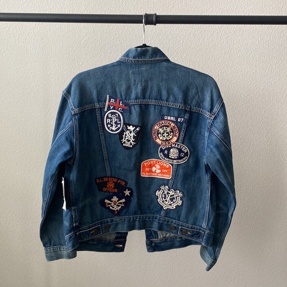 NWT Polo Ralph Lauren Denim Trucker Naval Rescue Patch Jacket - Picture 2 of 6